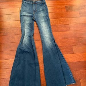 High waisted bell bottom jeans